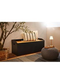 Ambia Garden Kissenbox, Schwarz, Akaziefarben, Metall, Kunststoff, Textil, 1 F&auml;cher, 120x50x51 cm, Gasdruckfeder, Gartenzubeh&ouml;r, Kissenboxen