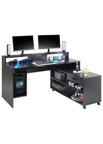Livetastic Gamingtisch, Schwarz, Holzwerkstoff, 1 Schublade(n) Schubladen, rechteckig, 70x92x160 cm, Kabeldurchlass, B&uuml;rom&ouml;bel, Schreibtische, Schreibtische