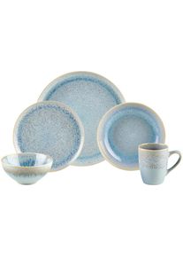 Novel Kombiservice, Blau, Keramik, 20-teilig, 360 ml, Lfgb, lebensmittelecht, Geschirr, Geschirrsets, Kombiservice
