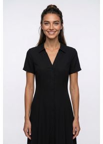 V&eacute;ro Moda Blusenkleid VERO MODA "VMJOSIE S/S CALF SHIRT DRESS WVN GA", Damen, Gr. XL, N-Gr, schwarz, Web, Obermaterial: 83% Viskose, 17% Nylon, unifarben, regular fit knieumspielend, V-Ausschnitt, Kleider Blusenkleid, Viskosemischung, regular fit