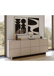 Sideboard OTTO HOME "Tatami, Stilvolle, moderne grifflose Kommode 4 T&uuml;ren, Breite 220cm", kaschmire, kaschmire, B:220,5cm H:88cm T:41,5cm, Holzwerkstoff, Melamin, Metall, Spanplatte, Sideboards, Sideboard, Anrichte mit viel Stauraum, B&ouml;den verstellbar, push-to-open-Funktion