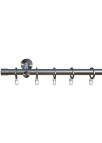 Gardinenstange Indeko "Linz", edelstahl, optik, L:380cm &Oslash;:16mm, Eisen, Gardinenstangen, Gardinenstange, Komplett-Set inkl. Ringen,Faltenlegehaken und Montagematerial