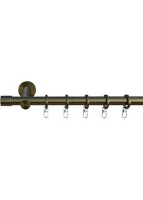 Gardinenstange Indeko "Linz", messing, antik, L:150cm &Oslash;:16mm, Eisen, Gardinenstangen, Gardinenstange, Komplett-Set inkl. Ringen,Faltenlegehaken und Montagematerial