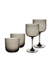 Gl&auml;ser-Set "Wein- und Wassergl&auml;ser Like Glass 4er Set", smoke, B:2cm H:2cm, Glas, LIKE. BY VILLEROY & BOCH, Trinkgef&auml;&szlig;e, Gl&auml;ser-Set, Handw&auml;sche wird empfohlen