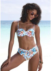 B&uuml;gel-Bandeau-Bikini-Top Venice Beach "Caru", Damen, Gr. 38, Cup C, blau (hellblau, bedruckt), Recycling-Polyamid, bedruckt, Bikini-Oberteile B&uuml;gel-Bandeau-Bikini-Top, mit modernem Allover-Print