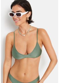 Bustier-Bikini-Top LSCN BY LASCANA "Nele", Damen, Gr. 36, Cup A/B, gr&uuml;n (olive), Polyamid, leicht gl&auml;nzend, unifarben, Bikini-Oberteile Bustier-Bikini-Top, mit gl&auml;nzender Beschichtung