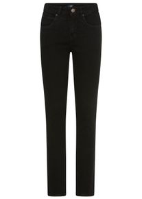 Slim-fit-Jeans Arizona "Bund mit seitlichem Gummizugeinsatz", Damen, Gr. 100, K + L Gr, schwarz, Denim/Jeans, Obermaterial: 98% Baumwolle, 2% Elasthan, unifarben, Basic, slim fit lang, Jeans Slim-fit-Jeans, schmale Passform, R&ouml;hrenjeans, Used-Waschung, hohe Leibh&ouml;he