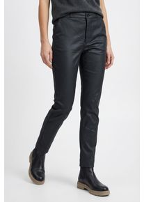 Stoffhose Freequent "FQSOLVEJ - COOPER", Damen, Gr. XL, N-Gr, blau (salute), Web, Obermaterial: 76% Viskose, 21% Polyamid, 3% Elasthan, unifarben, figurbetont lang, Hosen Stoffhose, Sommerhose kn&ouml;chellang aus elastischer Viskose-Mischung
