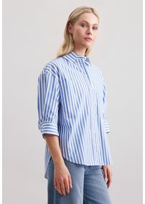 Longbluse Seidensticker "Schwarze Rose", Damen, Gr. S (36), blau (hellblau), 100% Baumwolle, gestreift, oversize, ohne Ausschnitt, Blusen Longbluse, 1/2 Kragen Streifen