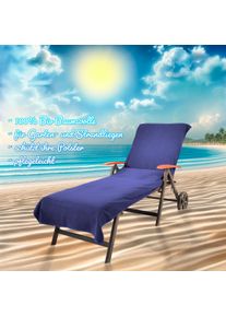 Strandtuch Kinzler "Frottee-Liegenbezug, 100% Baumwolle, Schonbezug f&uuml;r Gartenliegen", blau, B:78cm L:200cm, Walkfrottee, Baumwolle, Handt&uuml;cher, Strandtuch, Liegen-Handtuch, Uni Farben, 78x200 cm, auch als 2er Set