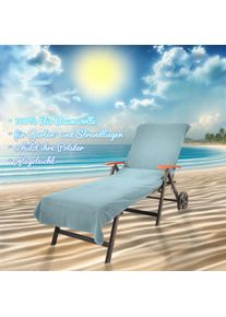 Strandtuch Kinzler "Frottee-Liegenbezug, 100% Baumwolle, Schonbezug f&uuml;r Gartenliegen", blau (aqua), B:78cm L:200cm, Walkfrottee, Baumwolle, Handt&uuml;cher, Strandtuch, Liegen-Handtuch, Uni Farben, 78x200 cm, auch als 2er Set
