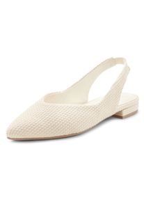 Ballerina Lascana "Sling-Ballerina, Sandale", Damen, Gr. 42, beige, Obermaterial: 100% Textilmaterial. Decksohle: 100% Lederimitat. Futter: 100% Lederimitat. Laufsohle: 100% Synthetik, Strukturmuster, unifarben, Basic, Schuhe Ballerina, mit elastischem Riemchen aus Textil VEGAN