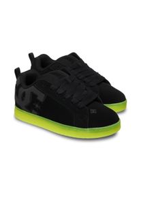 Schn&uuml;rschuh DC Shoes "Court Graffik", Herren, Gr. 7,5(40), schwarz, lime, Obermaterial: Leder (Kuh) / Futter: Textil / Au&szlig;ensohle: Gummi., Schuhe Schn&uuml;rschuh