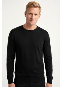 JOOP! Strickpullover JOOP "Denny", Herren, Gr. M, schwarz, Strick, Obermaterial: 100% Wolle, clean, unifarben, regular fit normal, Rundhals, elastischer Bund, Pullover Strickpullover, mit Rundhals