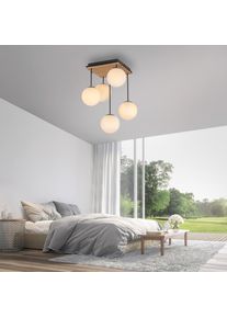 OTTO HOME Deckenleuchte "Evinnia Akustikpaneele mit Glaskugeln", wei&szlig; (wei&szlig; matt), 5, &Oslash; 16cm H: 58,5cm, Leuchten, Holz, Akustik, Paneele, Glas, Deckenlampe E14, Deckenleuchte