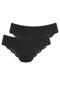 Jazz-Pants Slips Lascana, Damen, Gr. 48/50, schwarz, Single Jersey, Obermaterial: 95% Baumwolle, 5% Elasthan. Spitze: 92% Polyamid, 8% Elasthan, unifarben, k&ouml;rpernah, Unterhosen Jazz-Pants Slips, hinten vollst&auml;ndig aus Spitze gefertigt, Baumwollzwickel