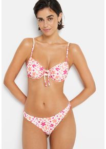 B&uuml;gel-Bikini LSCN BY LASCANA "Cecily", Damen, Gr. 44, Cup C, beige (creme bedruckt), Recycling-Polyamid, gebl&uuml;mt, Bikini-Sets B&uuml;gel-Bikini, mit sommerlichem Blumendruck
