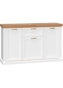 Sideboard OTTO HOME "Tara, Landhaus Kombikommode B/T/H: 138/48/91 cm, FSC-zertifiziert", wei&szlig; (wei&szlig; matt, pacific walnut), B:167cm H:102cm T:48cm, Holzwerkstoff, MDF, Sideboards, Sideboard, lackiert mit wasserbasiertem UV-Lack, unempfindlich und kratzfest