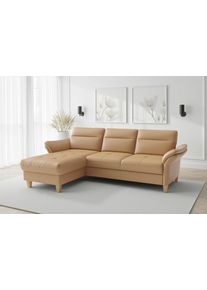 Sit & More Ecksofa SIT & MORE "Pamela L-Form, Leder, B: 218 und 230 cm", cappuccino, B:230cm H:90cm T:164cm, Sofas, Ecksofa