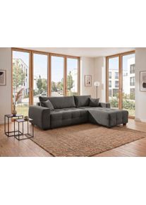 Ecksofa OTTO HOME "Bella L-Form, B: 234 cm - OTTO. Verl&auml;ssliche Qualit&auml;t.", anthrazit, B:234cm T:162cm, 100%Polyester, Sofas, Ecksofa, Ecksofa,Schlaffunktion,Bonnelfederkern,R&uuml;ckenkissen