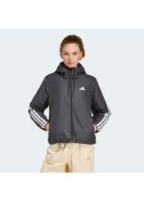 Outdoorjacke adidas Sportswear "ESSENTIALS CLIMAWARM 3-STREIFEN MIT KAPUZE", Damen, Gr. M, schwarz, Obermaterial: 100% Polyester, Jacken Outdoorjacke, f&uuml;r Erwachsene, mit Kapuze, wasserabweisendes Finish