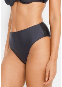 Bikini-Hose LSCN BY LASCANA "Nele", Damen, Gr. 42, N-Gr, grau (anthrazit), Polyamid, leicht gl&auml;nzend, unifarben, Badehosen Bikini-Hose, mit gl&auml;nzender Beschichtung