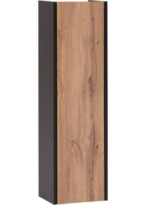 Midischrank Welltime "Tonder, Midischrank, Made in Germany, B: 30,2 cm", braun (eiche landhaus, schwarzmatt), B:30,2cm H:106,1cm T:23,4cm, FSC-zertifizierter Holzwerkstoff, Schr&auml;nke, Midischrank, Solide Verarbeitung - Dieses Produkt ist in Deutschland gefertigt