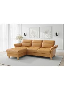 Sit & More Ecksofa SIT & MORE "Pamela L-Form, Leder, B: 218 und 230 cm", curry, B:230cm H:90cm T:164cm, Sofas, Ecksofa