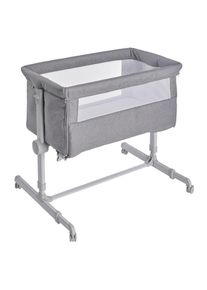 My Baby Lou Beistellbett, Grau, Wei&szlig;, Metall, Kunststoff, Textil, Holzwerkstoff, 56x89x81 cm, ISO 9001, Fsc, Bsci, Rei&szlig;verschluss, Bezug abnehmbar, Bezug waschbar, Netzfenster, h&ouml;henverstellbar, sehr stabil, Babym&ouml;bel & Kinderm&ouml;bel, Babyzimmer, Babybetten, Beistellbetten