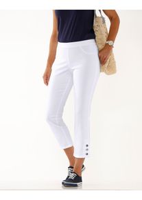 Damen 7/8-Jeans mit seitlichen Zierkn&ouml;pfen wei&szlig; Gr&ouml;&szlig;e 20