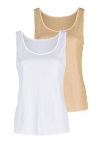Achseltop Nina von C. "2er Pack Achseltop Elegance", Damen, Gr. 50, N-Gr, bunt (caramel, wei&szlig;), Obermaterial: 81% Viskose CV. 19% Polyester PES., Unterhemden Achseltop