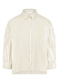 Klassische Bluse Cartoon "Streifenbluse mit Raffung", Damen, Gr. 40, beige (cream, khaki), Obermaterial: 77% Baumwolle CO. 20% Polyamid PA. 3% Elasthan EL., Blusen Klassische Bluse