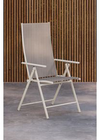 Gartenstuhl VENTURE HOME "Levanzo, 2er-Set Gartenst&uuml;hle klappbar, belastbar bis 110 kg", beige, beige, beige, B:56cm H:108cm T:59cm, PVC, Stahl, St&uuml;hle, Gartenstuhl, Stuhlset, Stahlrahmen, Textilene-Sitz, klappbar, verstellbare Lehne