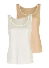 Achseltop Nina von C. "2er Pack Achseltop Elegance", Damen, Gr. 50, N-Gr, wei&szlig; (champagner, caramel), Obermaterial: 81% Viskose CV. 19% Polyester PES., Unterhemden Achseltop