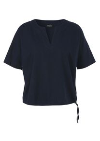 Shirtbluse frapp "frapp Bluse", Damen, Gr. 54, navy, Obermaterial: 52% Leinen LI. 46% Viskose CV. 2% Elasthan EL., Rundhals, Blusen Shirtbluse, Gro&szlig;e Gr&ouml;&szlig;en