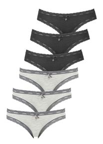 like it! Minislip LIKE IT "6er Pack Minislip Kim", Damen, Gr. S, grau (ivory grau, anthrazit), Obermaterial: 95% Modal CMD. 5% Elasthan EL., Unterhosen Minislip