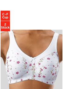 Entlastungs-BH Petite Fleur, Damen, Gr. 95, Cup C, wei&szlig; (bedruckt, wei&szlig;), Microtouch, Obermaterial: 70% Polyamid, 30% Elasthan, BHs Entlastungs-BH, ohne B&uuml;gel, mit breiteren Tr&auml;gern&ndash; ideal f&uuml;r gro&szlig;e Gr&ouml;&szlig;en, Topseller