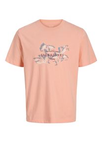 Jack & Jones T-Shirt JACK & JONES "JORMONTAUK ELEMENT TEE SS CREW NECK", Herren, Gr. XL, rosa (peach melba), Jersey, Obermaterial: 100% Baumwolle, bedruckt, regular fit normal, Rundhals, Shirts T-Shirt