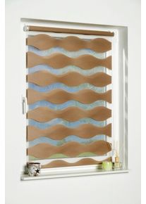 Doppelrollo K-home "Welle" Gr. 6, grau (taupe), B:90cm H:150cm, Polyester, Rollos, Doppelrollo, im Festma&szlig;