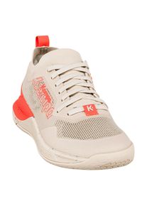 Hallenschuh Kempa "Hallen-Sport-Schuhe Kourtfly W", Herren, Gr. 9.5, beige (beige, fluo rot), Obermaterial: 100% Textilmaterial TEXMAT., Schuhe Hallenschuh