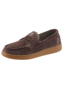 Marc O'Polo Schn&uuml;rschuh MARC O'POLO "Charlie", Damen, Gr. 42, braun (dunkelbraun), Veloursleder, unifarben, Basic, Schuhe Schn&uuml;rschuh, Schn&uuml;rer, Bootsschuh, Schn&uuml;rschuh mit MemoryFoam-Innensohle