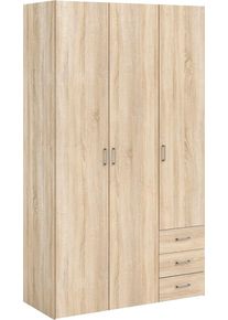 Kleiderschrank Home Affaire "Space Dreht&uuml;renschrank, Aufbewahrung Kasten Schrank Stauraum", braun (eiche), B:115,8cm H:200,4cm T:49,5cm, Holzwerkstoff, Schr&auml;nke, Kleiderschrank, Breite 78, 115,8 oder 154 cm, mit je 3 Schubk&auml;sten, innen Einlegeb&ouml;den