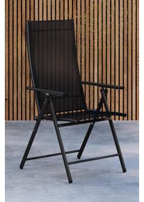 Gartenstuhl VENTURE HOME "Levanzo, 2er-Set Gartenst&uuml;hle klappbar, belastbar bis 110 kg", schwarz, schwarz, schwarz, B:56cm H:108cm T:59cm, PVC, Stahl, St&uuml;hle, Gartenstuhl, Stuhlset, Stahlrahmen, Textilene-Sitz, klappbar, verstellbare Lehne