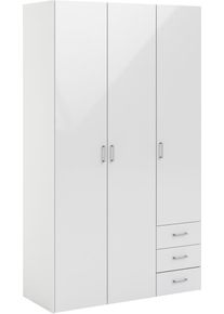 Kleiderschrank Home Affaire "Space Dreht&uuml;renschrank, Aufbewahrung Kasten Schrank Stauraum", wei&szlig; (wei&szlig; hochglanz), B:115,8cm H:200,4cm T:49,5cm, Holzwerkstoff, Schr&auml;nke, Kleiderschrank, Breite 78, 115,8 oder 154 cm, mit je 3 Schubk&auml;sten, innen Einlegeb&ouml;den