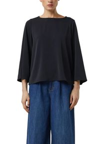 Shirtbluse comma, Damen, Gr. 40, navy, Web, Obermaterial: 100% Baumwolle, unifarben, weit h&uuml;ftlang, Rundhals, abgesteppte Kante, Blusen Shirtbluse, Sommerbluse 3/4-Arm mit weiten &Auml;rmeln