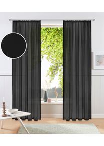 Gardine OTTO HOME "XANA" Gr. 3, schwarz (anthrazit), B:145cm H:225cm, Voile, Polyester, Gardinen, Gardine, Bestseller, einfarbig, 1 bzw. 2 Schals, pflegeleicht, Beststeller