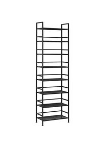 PBJ Schuhregal, Schwarz, Metall, 8 F&auml;cher, 59x196x30 cm, Garderobe, Schuhaufbewahrung, Schuhregale