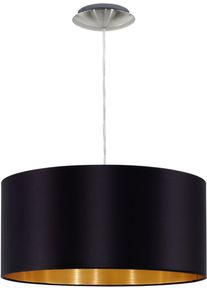 H&auml;ngeleuchte Eglo "MASERLO H&auml;ngelampe, schwarz, gold, silber, Stoff, elegant, modern", schwarz (schwarz, goldfarben, nickelfarben), Leuchten, 1, &Oslash; 38cm, H&auml;ngeleuchte, Pendelleuchte, Pendellampe, &Oslash;:38cm