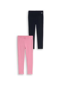 Leggings Tom Tailor, M&auml;dchen, Gr. 116, N-Gr, sky captain blau, Web, Obermaterial: 95% Baumwolle, 5% Elasthan, unifarben mit Farbeins&auml;tzen, k&ouml;rpernah lang, Hosen Leggings, 2er Pack unifarben und gepunktet, f&uuml;r Girls
