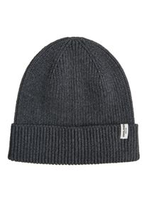Jack & Jones Strickm&uuml;tze JACK & JONES "JACBRINK BEANIE LN", Herren, grau (dunkelgrau), Strick, Baumwolle, unifarben, M&uuml;tzen Strickm&uuml;tze, Baumwolle, in Rippenoptik